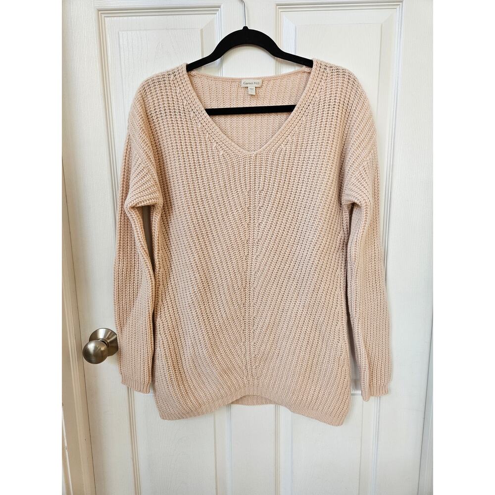 Garnet Hill 100% Cashmere Chunky Knit Sweater L Fits S/M Blush Pink